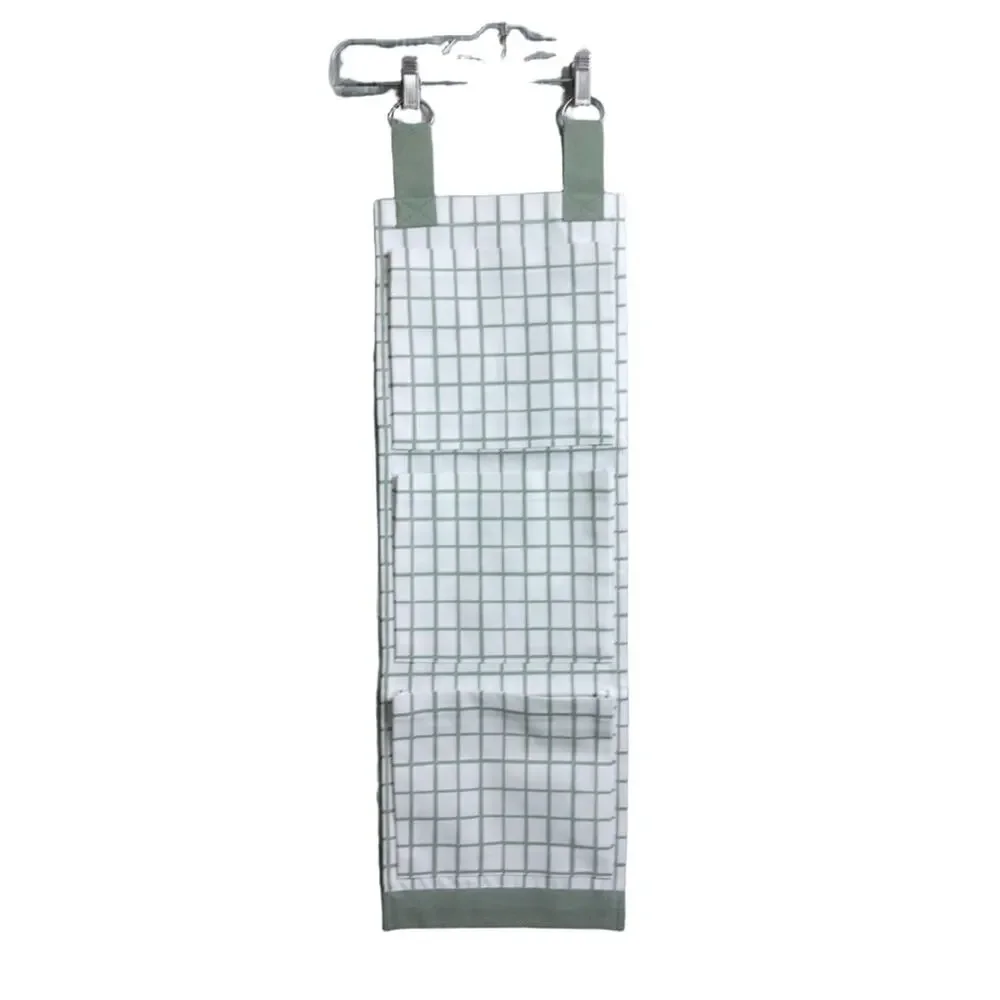 TOTHEMARKET White Green Grid Multi Pocket Hanging Closet Organizer 32.5
